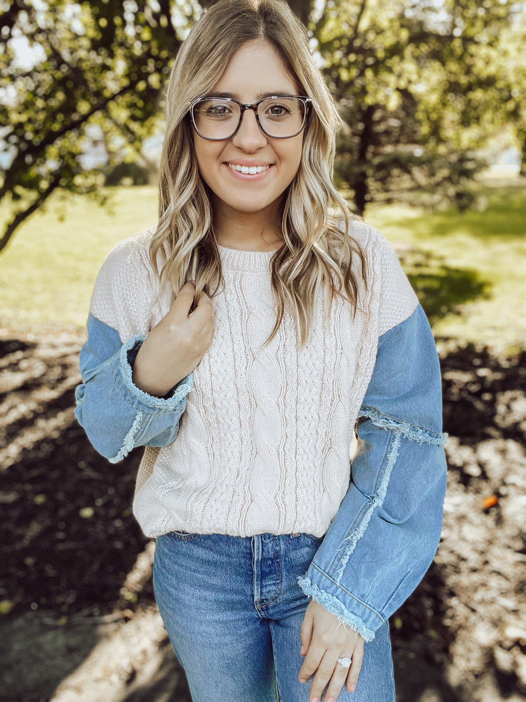 Cream Cable Knit Sweater Top