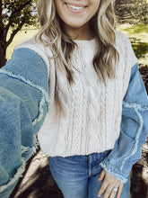 Load image into Gallery viewer, Cream Cable Knit Sweater Top
