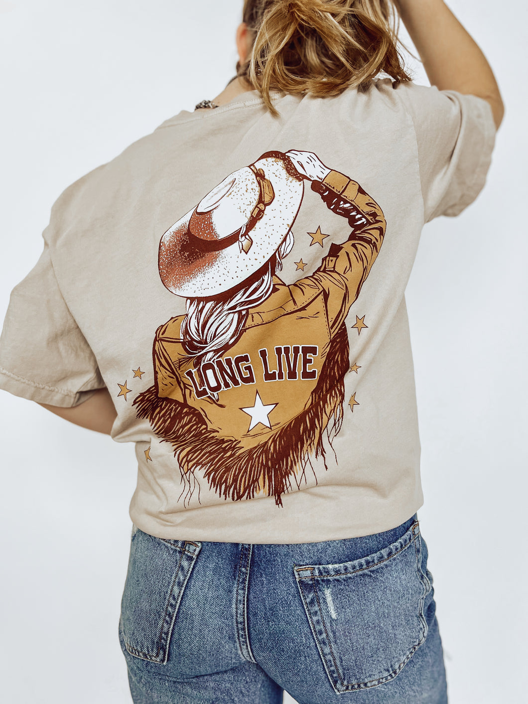 Y'all Long Live Cowgirl Oversized Graphic Tee