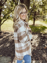 Load image into Gallery viewer, Brown Brushed Plaid Button Up Jacket
