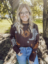 Load image into Gallery viewer, Brown Western Cowboy Sweater

