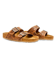 Load image into Gallery viewer, Western Hand-Tooled Sandals
