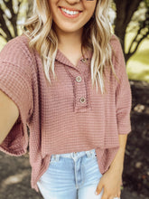 Load image into Gallery viewer, Mauve Button Down Knit Top
