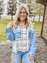 Load image into Gallery viewer, Denim Linen Plaid Shirt Jacket
