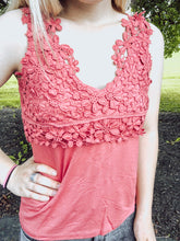 Load image into Gallery viewer, Pink Floral Lace Cami
