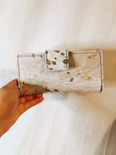 Load image into Gallery viewer, White Gold Hair on Hide Leather Wallet
