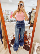 Load image into Gallery viewer, Medium Indigo High Waisted Flare Jean
