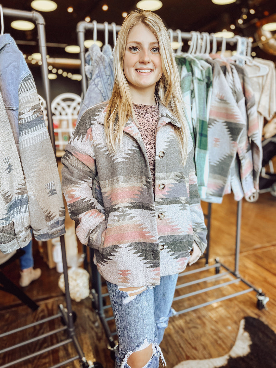 Pink Aztec Print Jacket