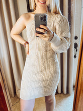 Load image into Gallery viewer, Sand One Shoulder Sweater Dress
