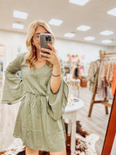 Load image into Gallery viewer, Olive Satin Stripe Dress
