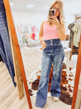 Load image into Gallery viewer, Medium Indigo High Waisted Flare Jean
