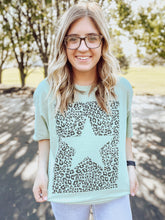 Load image into Gallery viewer, Dusty Mint Star Leopard Tee
